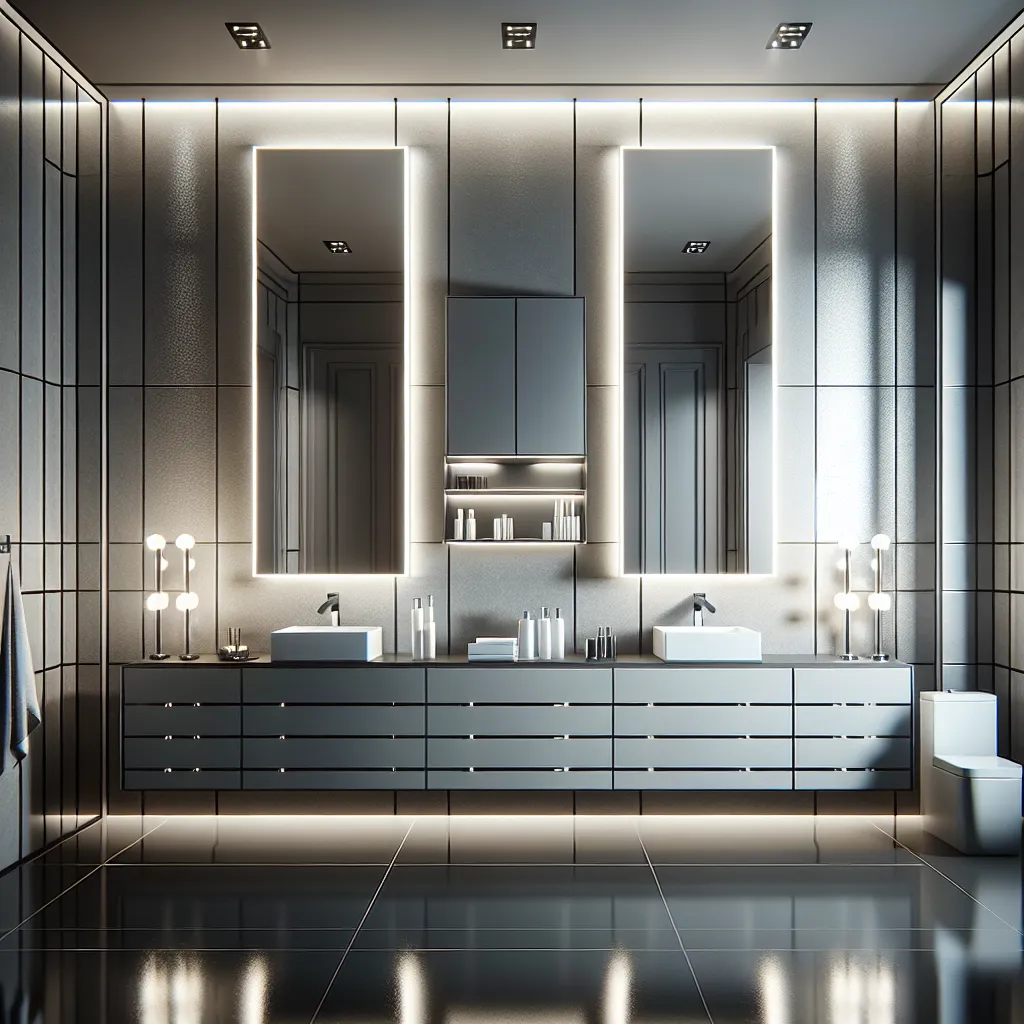 Oświetlona elegancja lusterek i szafek do nowoczesnej łazienki